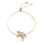 Pulseira unicórnio zircónia ouro