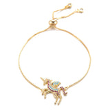 Pulseira unicórnio zircónia ouro
