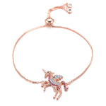 Pulseira unicórnio zircónia ouro rosa