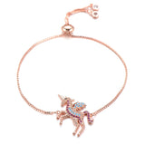 Pulseira unicórnio zircónia ouro rosa
