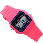 Relógio digital vermelho cor-de-rosa