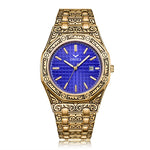 Relógio estilo vintage ouro azul