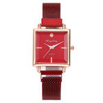 Relógio feminino quadrado vermelho