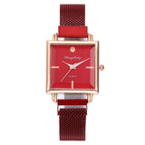 Relógio feminino quadrado vermelho