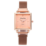 Relógio feminino vintage quadrado ouro