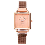 Relógio feminino vintage quadrado ouro