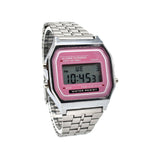 Relógio vintage anos 80 prata cor-de-rosa