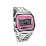 Relógio vintage anos 80 prata cor-de-rosa