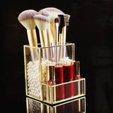 Suporte de armazenamento para cosméticos dourado