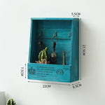 Suporte de chaves vintage em madeira azul