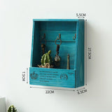 Suporte de chaves vintage em madeira azul