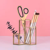 Suporte dourado para pincéis de maquilhagem dourado