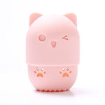 Suporte para esponja de maquilhagem gato cor-de-rosa