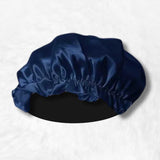 Touca de seda azul escura
