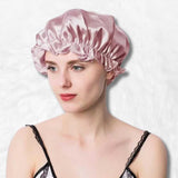 Touca de seda rosa