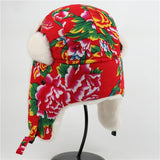 Ushanka com padrão floral título por defeito
