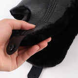 Ushanka de couro vegetal preto